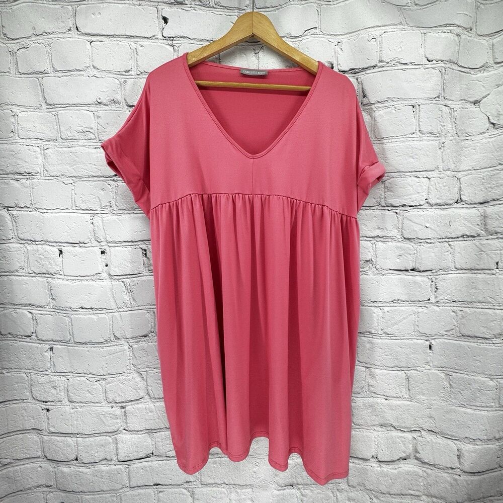 Charlotte Avery Dress Size M Pink Coral Pockets Lightweight Summer Beach Travel